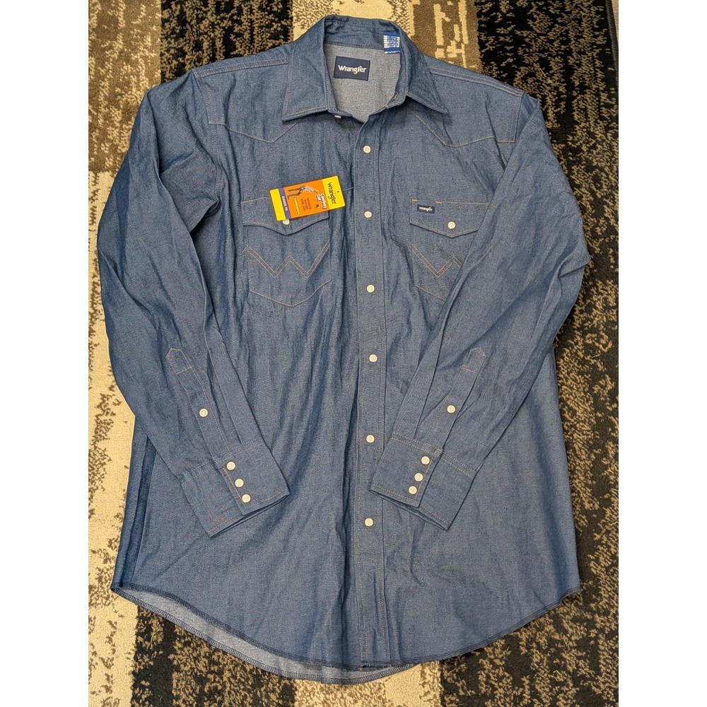 Wrangler Men's Cowboy Cut Rigid Denim Long Sleeve Shirt Classic XLT New With Tag